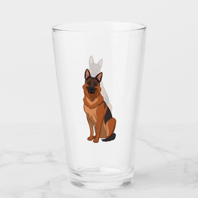 Copo De Pint German shepherd vermelho e preto GSD (Frente)