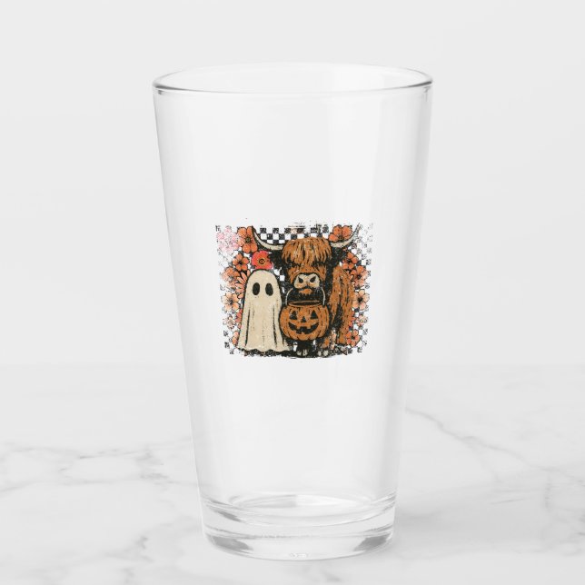 Copo De Pint Ghost Halloween, Vaca do Planalto de queda (Frente)