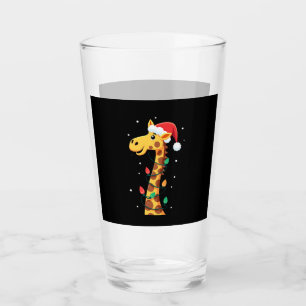 Copo De Pint Girafa de Natal Chapéu de Papai Noel Luzes Girafa