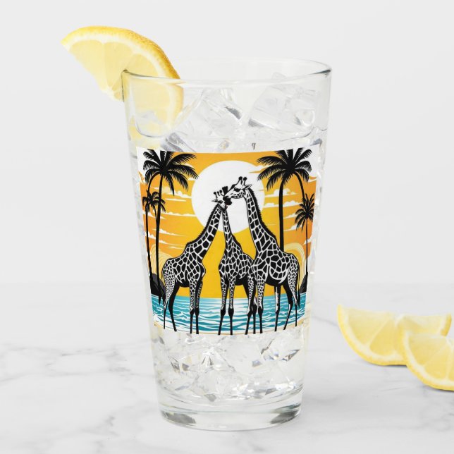 Copo De Pint Girafas na praia (Gelo frontal)