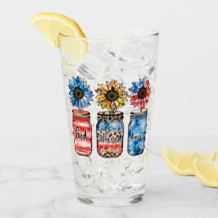 Copo De Pint Girassóis Patrióticos em Jares Deus abençoou a A