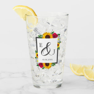 Copo De Pint Girassol Rosa Margarida Outono Floral Casamento