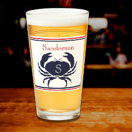 Copo De Pint Glas Náuticas De Caranguejo Azul, Marinho Branco,