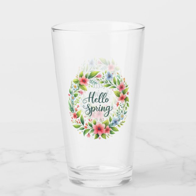 Copo De Pint Glass Cup-Spring Floral Drinkware (Frente)