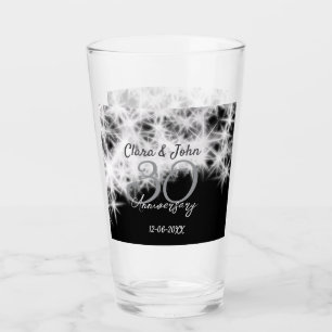 Copo De Pint Glitor de aniversário de casamento da 30 cinza de