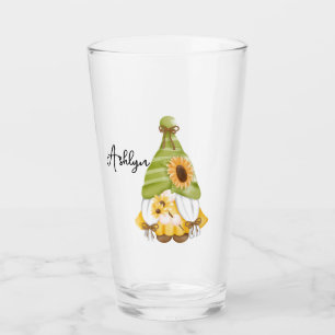 Copo De Pint Gnomo Bonito com Vidro de Girassóis