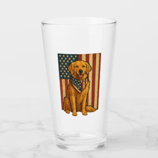 Copo De Pint Golden Retriever Bandeira Americana