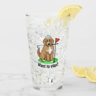 Copo De Pint Goldendoodle Dog Jogando Golfe (whmk2 vermelho)