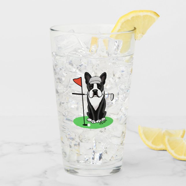 Copo De Pint Golf Boston Terrier (preto) - Cachorro Bonito (Gelo traseiro)