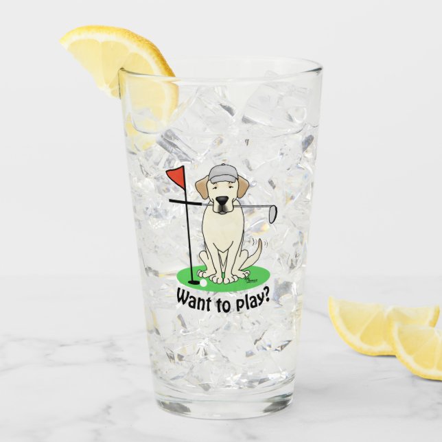 Copo De Pint Golf Golfing Yellow Lab Labrador Retriever Cachorr (Gelo frontal)