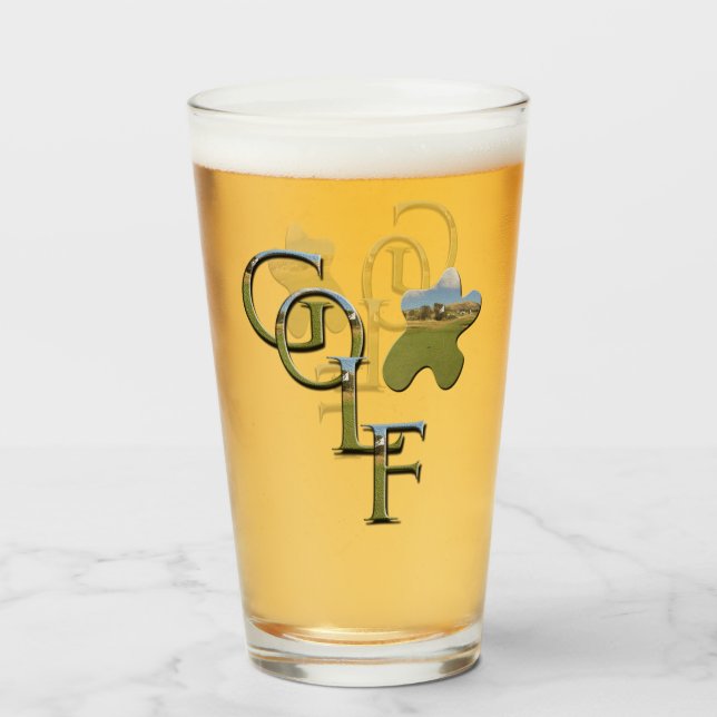 Copo De Pint Golfe Com Curso De Golfe, (Frente (Preenchido))