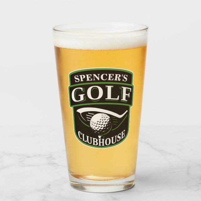 Copo De Pint Golfer Pro Golf Player Clubhouse Personalizado (Frente (Preenchido))