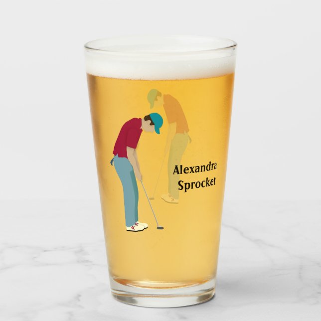 Copo De Pint Golfer Putting (Frente (Preenchido))