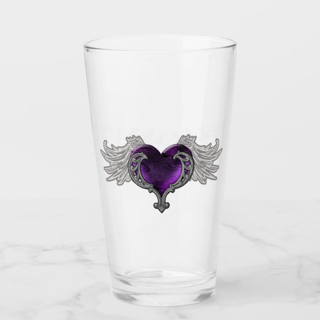 Copo De Pint Gótico Coração Roxo com Taça de Vidro das Asas Anj (Frente)