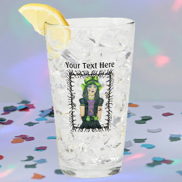 Copo De Pint Gótico Garota Olhos Verdes Que Tatuagem Triturar M