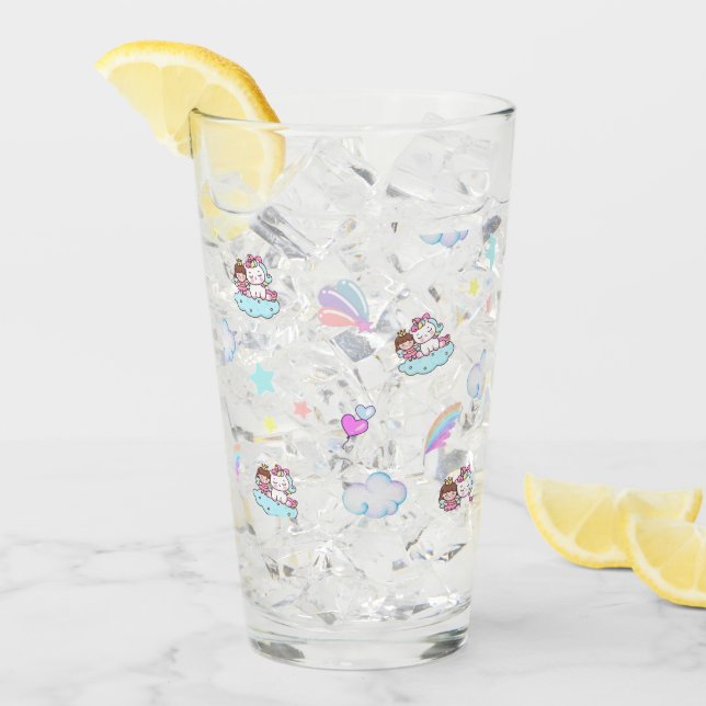 Copo De Pint Gradiente mágico do padrão arco-íris da Princesa d (Gelo frontal)