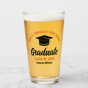 Copo De Pint Graduação Personalizada do Formando Negro Laranja