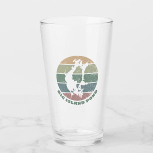 Copo De Pint Grande Lagoa Ilha NH Emblema do Lago Vintage Retro