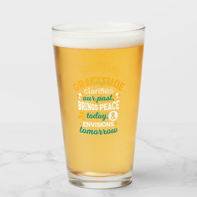 Copo De Pint Gratidão Traz Paz Hoje – Fé Positiva (Frente (Preenchido))