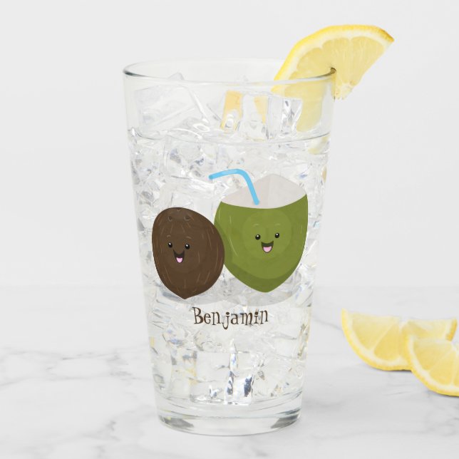 Copo De Pint Grátis feliz desenho animado de coconuts kawaii (Gelo traseiro)