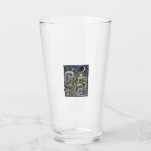 Copo De Pint Gravura Antiga Tartaruga Marinha Noite Estrelada