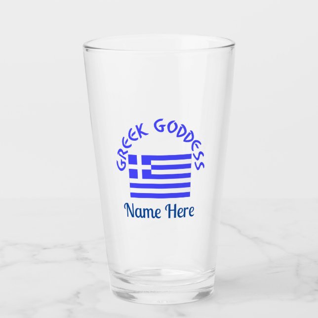 Copo De Pint Greek Goddess and Flag of Greece Personalized  (Frente)