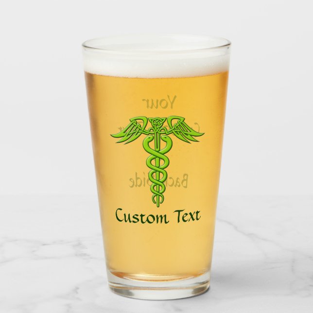 Copo De Pint Green Celtic Knot Caduceus (Frente (Preenchido))