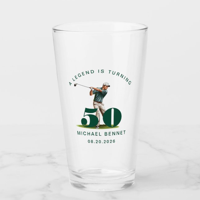 Copo De Pint Green Sport Golfer 50th Birthday (Frente)