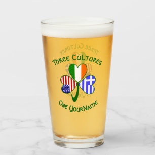 Copo De Pint Grego - Irish American Flags Shamrock Personalizad