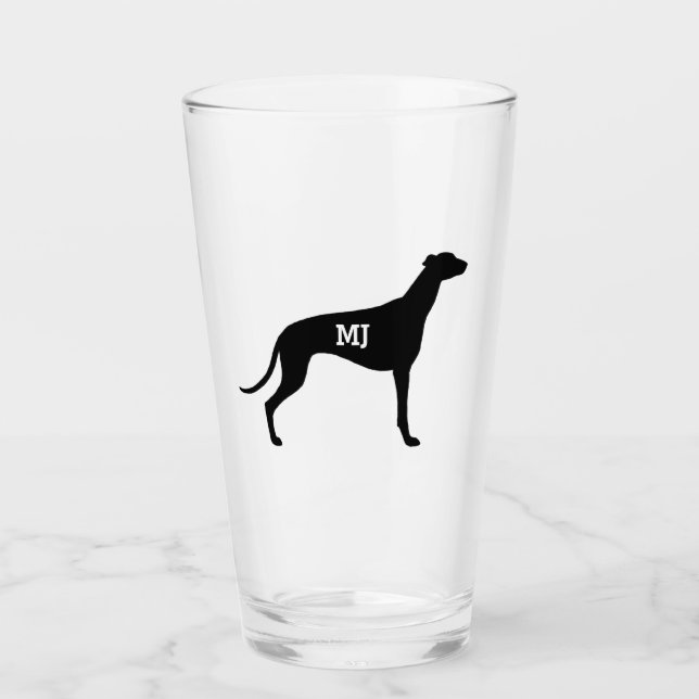 Copo De Pint Greyhound Silhouette Custom Dog Lover (Frente)