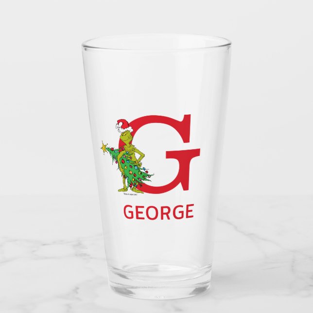 Copo De Pint Grinch Clássico | Nome Malvado e Monograma (Frente)