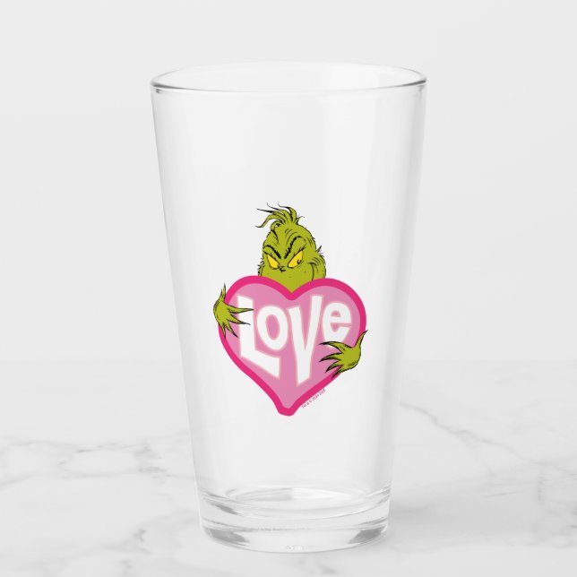 Copo De Pint Grinch | Coração Rosa de Amor (Frente)