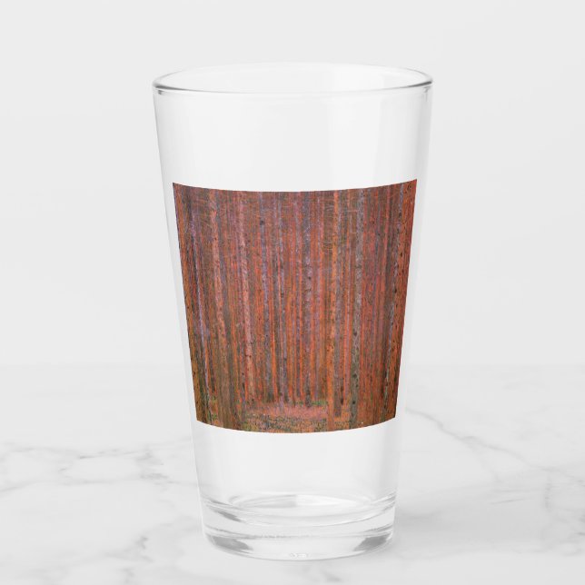 Copo De Pint Gustav Klimt Fir Forest Tannenwald árvores vermelh (Frente)