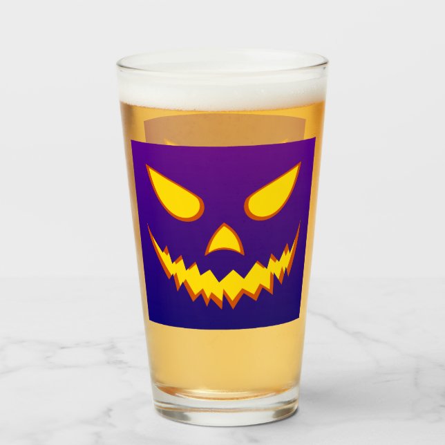 Copo De Pint Halloween Grinning Face Jack o Lanterna Pumpkin (Frente (Preenchido))