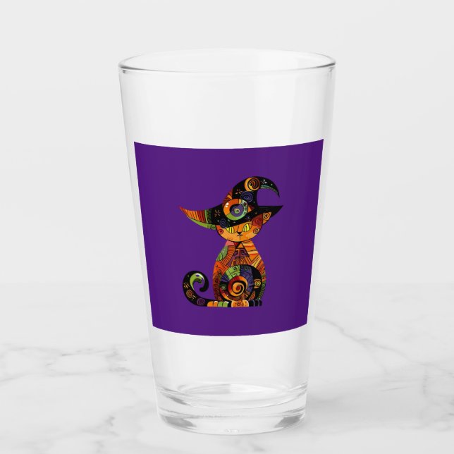 Copo De Pint Halloween/místico/gato/queda (Frente)