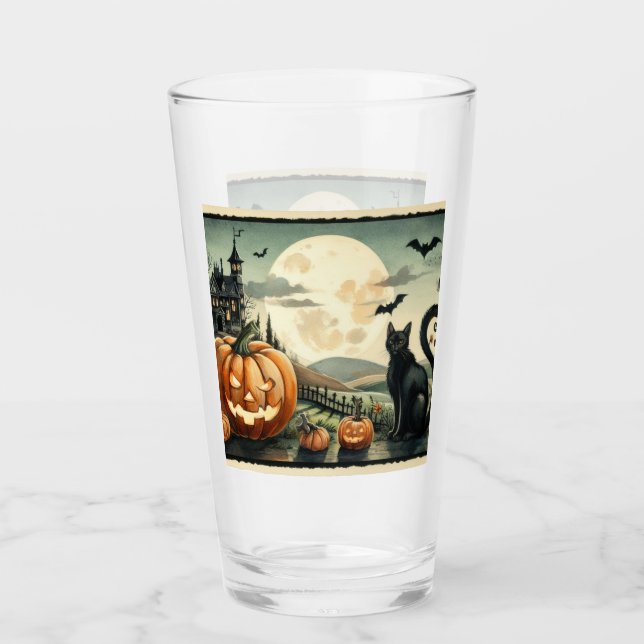 Copo De Pint Halloween/outono/Outono/Abóbora/gato (Frente)