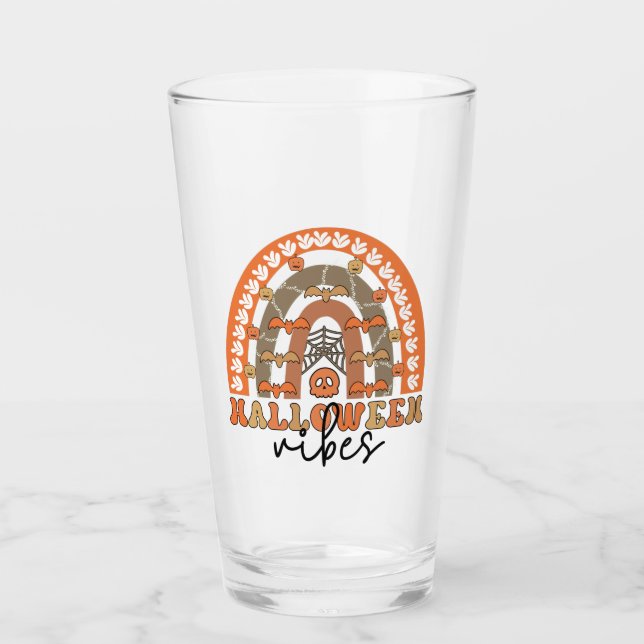 Copo De Pint Halloween Vibes Boho Rainbow Fall Halloween (Frente)