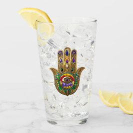Copo De Pint Hamsa Dourado Pintado Olho de Terceiro Rubi Ametis