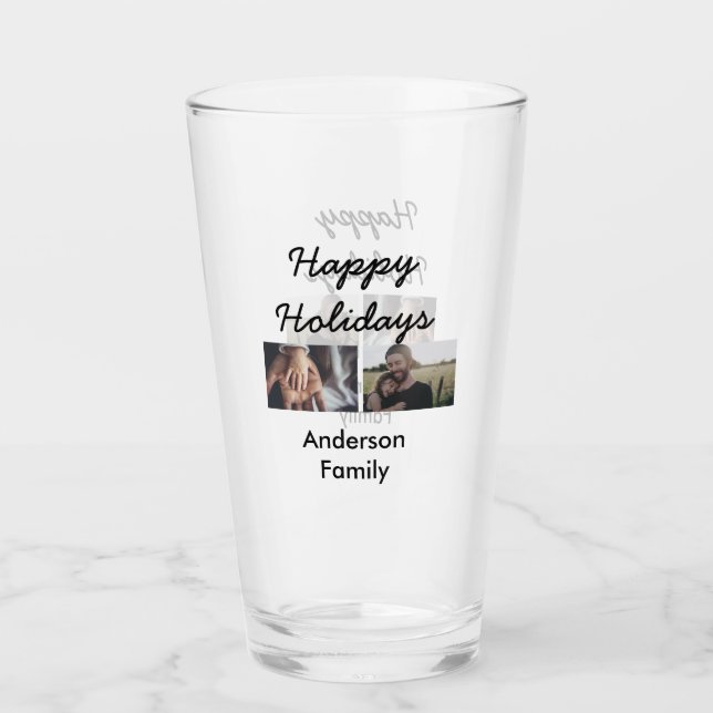 Copo De Pint Happy holidays father son Christmas photo family n (Frente)