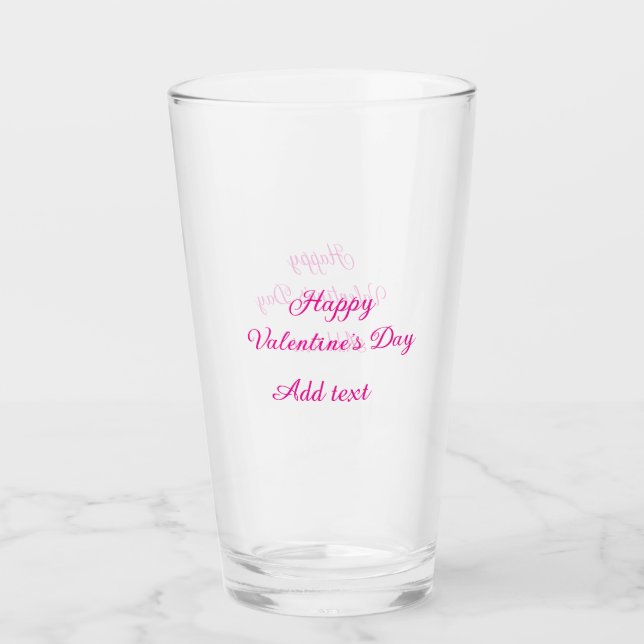 Copo De Pint Happy Valentine's day pink text name message (Frente)