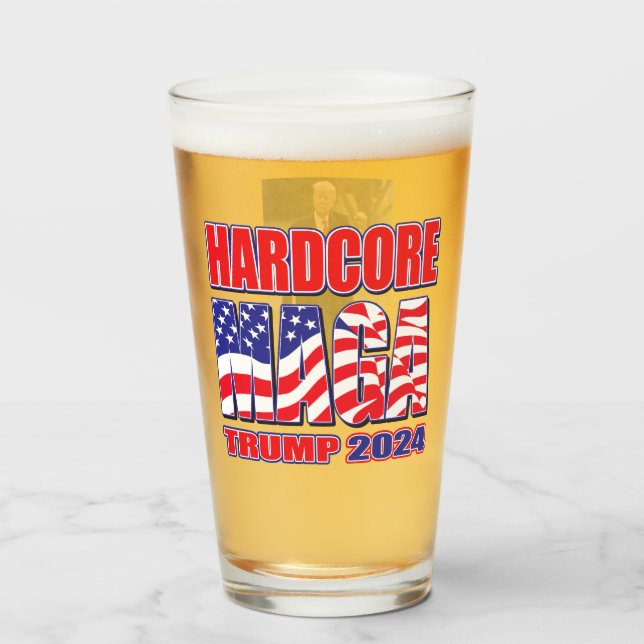 Copo De Pint Hardcore MAGA Trump 2024 (Frente (Preenchido))