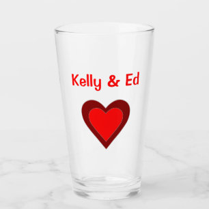 Copo De Pint Heart Love Red Wedding 4Kelly & Ed (Nomes)