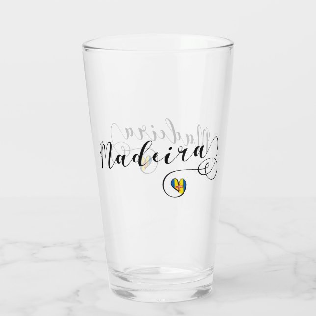 Copo De Pint Heart Madeira Flag, I Love Madeira, Portugal (Verso)