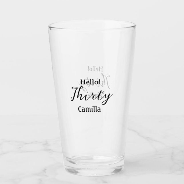 Copo De Pint Hello thirty birthday name simple minimal elegant  (Frente)