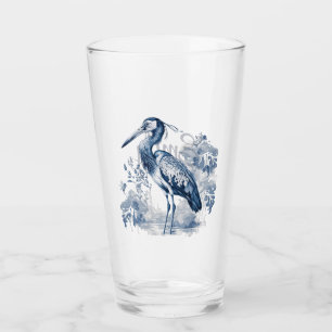 Copo De Pint Herão de arte do estilo Delft azul e branco com fl