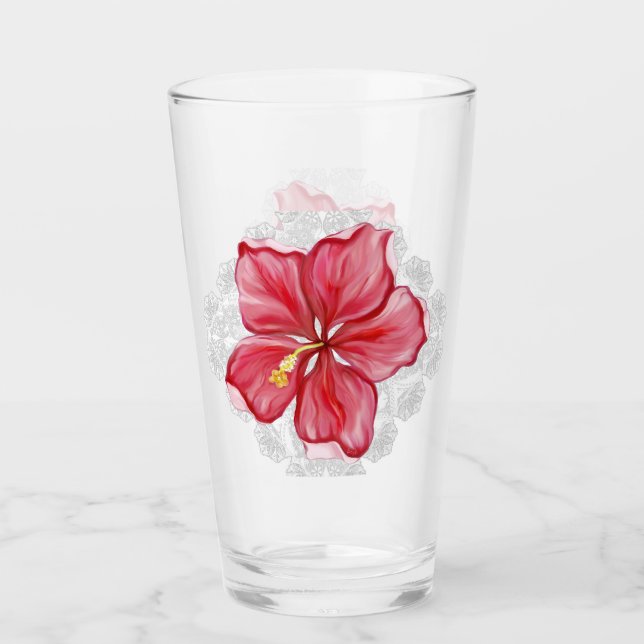 Copo De Pint Hibiscus e rendas RED (Frente)