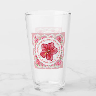 Copo De Pint Hibiscus e rendas RED