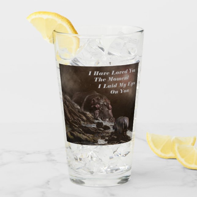 Copo De Pint Hippo Love Notes, Bebida de Aniversário (Gelo frontal)