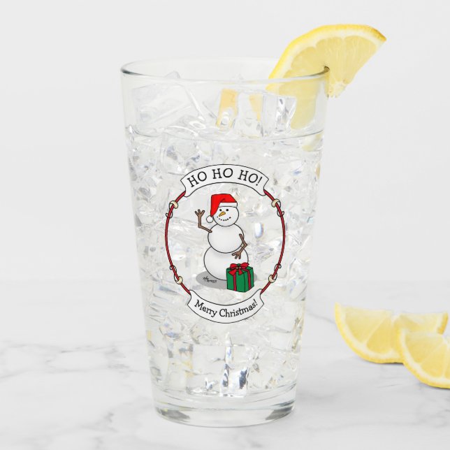 Copo De Pint Ho Ho Feliz Papais noeis de Natal Bonito Snowman (Gelo traseiro)