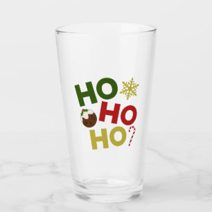 Copo De Pint HO HO HO + pudim de Natal, doce, floco de neve